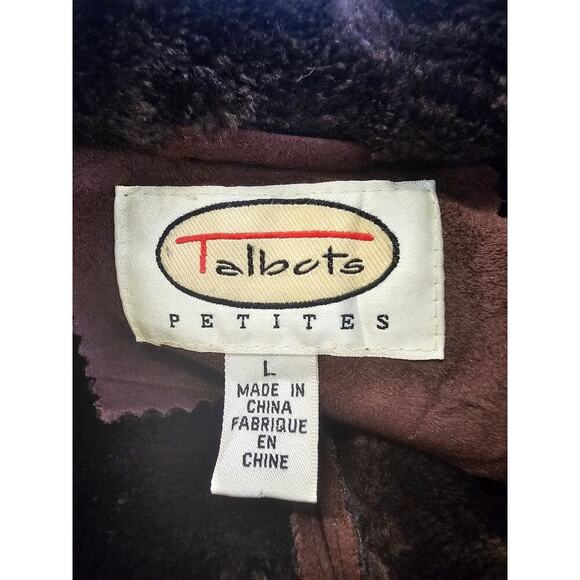Talbots Women's Faux Fur Collar Overcoat Jacket Long Sleeve Brwon Size Large P - Picture 3 of 3